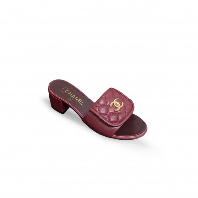 CHANEL LAMBSKIN QUILTED TURNLOCK SLIPPERS MULES 